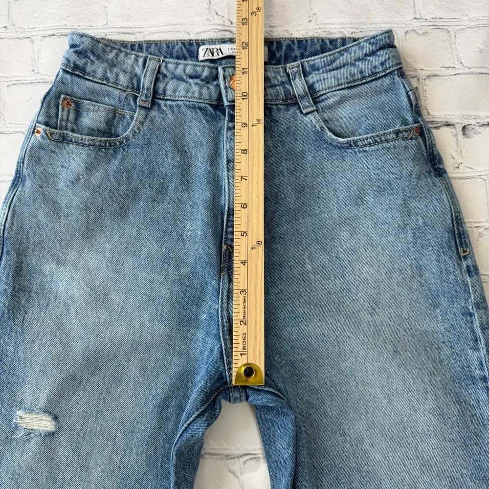 ✅ Zara Light Blue High Waist relaxed mom fit Jeans size 4 EUR 36